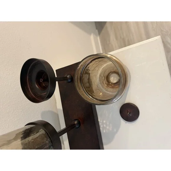 28" Hand Forged Bronze Hurricane Candelabra Candle Holder - Picture 9 of 10